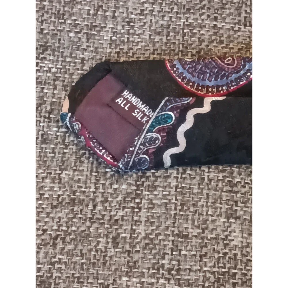 Raphael Tie 70s 80s 90s Y2K Mens Silk Black Pink Blue Ivory 4 Wide 56 Long